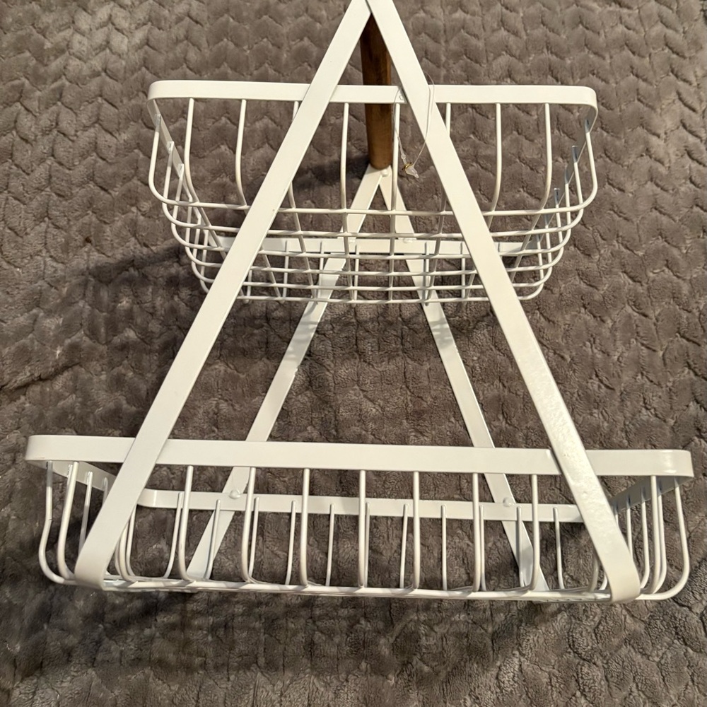 White Metal Tiered Basket